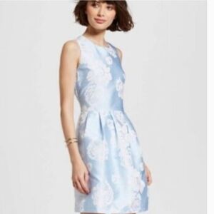 Alison Andrews blue floral sleeveless midi dress size L